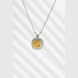Yellow Cushion Diamond Necklace