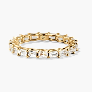 Aurora Radiant Eternity Ring 18k Gold Vermeil, Lab Grown White Sapphire