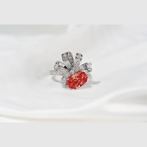 Red Oval Diamond Ring