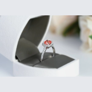 Red Cushion Diamond Ring