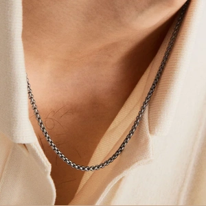 Round Box Chain Necklace Titanium