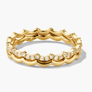 Slim Charlotte Stacker Set 18k Gold Vermeil, Lab Grown White Sapphire