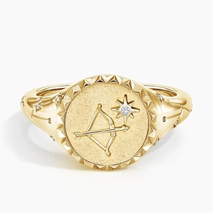 Sagittarius Zodiac Diamond Signet Ring
