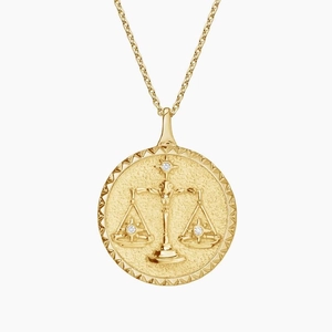 14K Yellow GoldLibra Zodiac Diamond Pendant