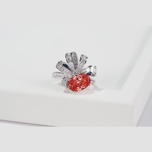 Red Oval Diamond Ring