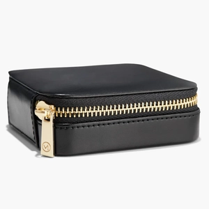 Travel Case Black Grain Leather, Anti-tarnish Microsuede