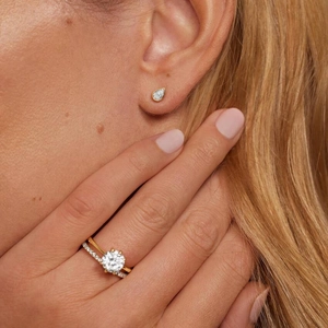 14K Yellow GoldPear Shaped Lab Diamond Bezel Stud Earrings