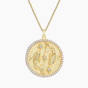 14K Yellow GoldLuxe Pisces Zodiac Pavé Pendant