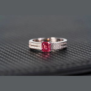Red Emerald Diamond Ring
