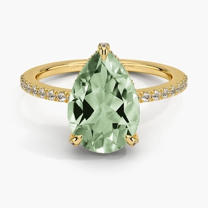 Festivity Pear Prasiolite and Diamond Cocktail Ring