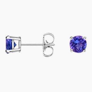Solitaire Tanzanite Stud Earrings