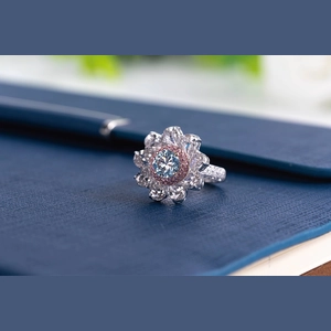 Blue Round Diamond Ring