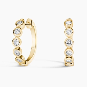 14K Yellow GoldLab Diamond Bezel Hoop Earrings
