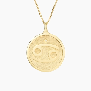 14K Yellow GoldCancer Zodiac Diamond Pendant