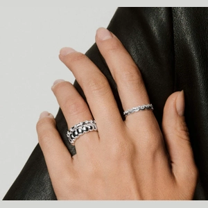 Slim Charlotte Stacker Set Sterling Silver, Lab Grown White Sapphire
