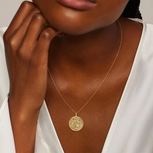 14K Yellow GoldSnake Diamond Medallion