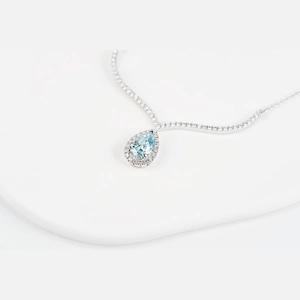 Blue Pear Diamond Necklace