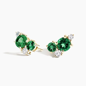 4K Yellow GoldFoliage Bouquet Earrings