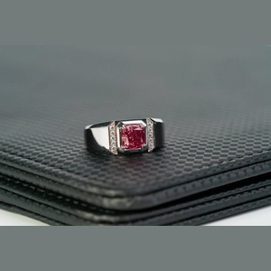 Red Cushion Diamond Ring