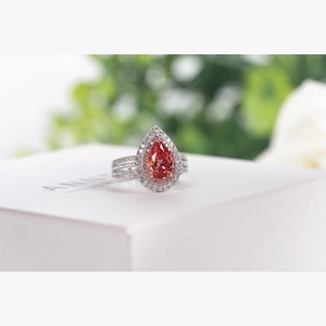 Red Pear Diamond Ring