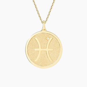 14K Yellow GoldPisces Zodiac Diamond Pendant