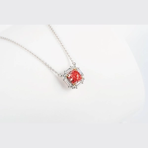 Red Cushion Diamond Necklace