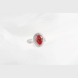 Red Pear Diamond Ring