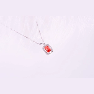 Red Radiant Diamond Necklace