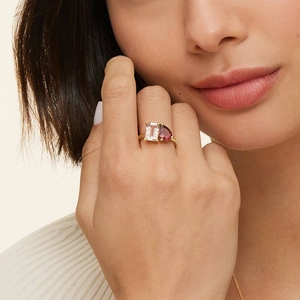 Toi et Moi Morganite and Pink Tourmaline Cocktail Ring