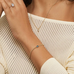 14K Yellow GoldKendall London Blue Topaz Chain Bracelet