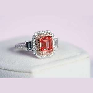Red Emerald Diamond Ring