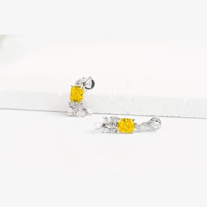 Yellow Radiant Diamond Earings