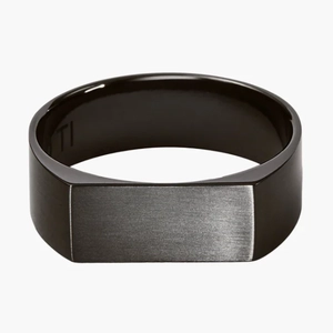 Slim Rectangular Signet Ring Black Titanium