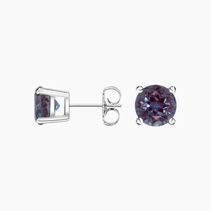 Solitaire Lab Alexandrite Stud Earrings