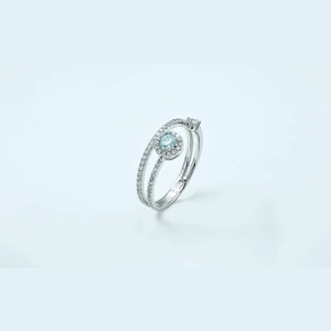 Tail Round Blue Diamond Ring