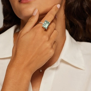 Festivity Prasiolite and Diamond Cocktail Ring