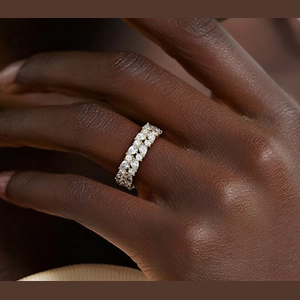 Olivetta Double Row Lab Eternity Diamond Ring in 18K Yellow Gold