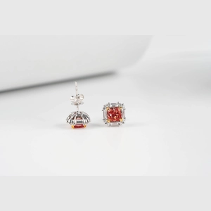 Red Cushion Diamond Earings