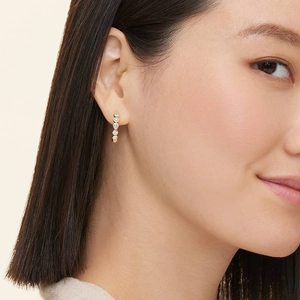 14K Yellow GoldLab Diamond Bezel Hoop Earrings