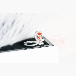 Red Pear Diamond Ring