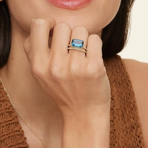 Revelry London Blue Topaz and Diamond Cocktail Ring