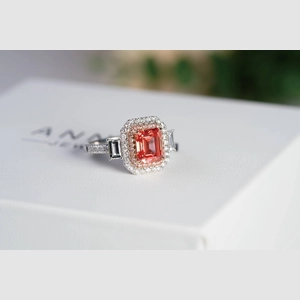 Red Emerald Diamond Ring
