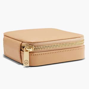 Travel Case Beige Grain Leather, Anti-tarnish Microsuede