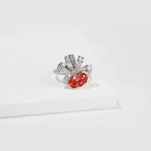 Red Oval Diamond Ring