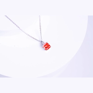 Red Cushion Diamond Necklace