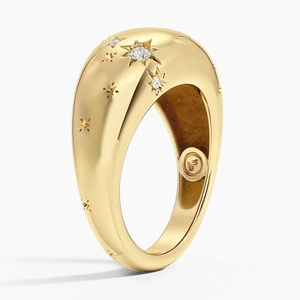 Pisces Zodiac Constellation Diamond Dome Ring