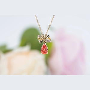 Red Pear Diamond Necklace