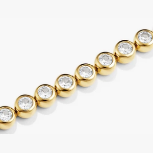 Zadie Bezel Lab Grown Sapphire Tennis Bracelet 18k Gold Vermeil, Lab Grown White Sapphire