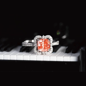 Red Cushion Diamond Ring