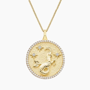 14K Yellow GoldLuxe Capricorn Zodiac Pavé Pendant